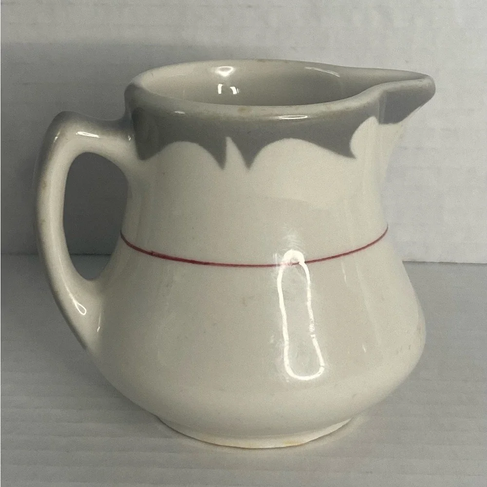 Sterling China Creamer Cream Pitcher Restaurant Gray Red Liverpool Ohio USA